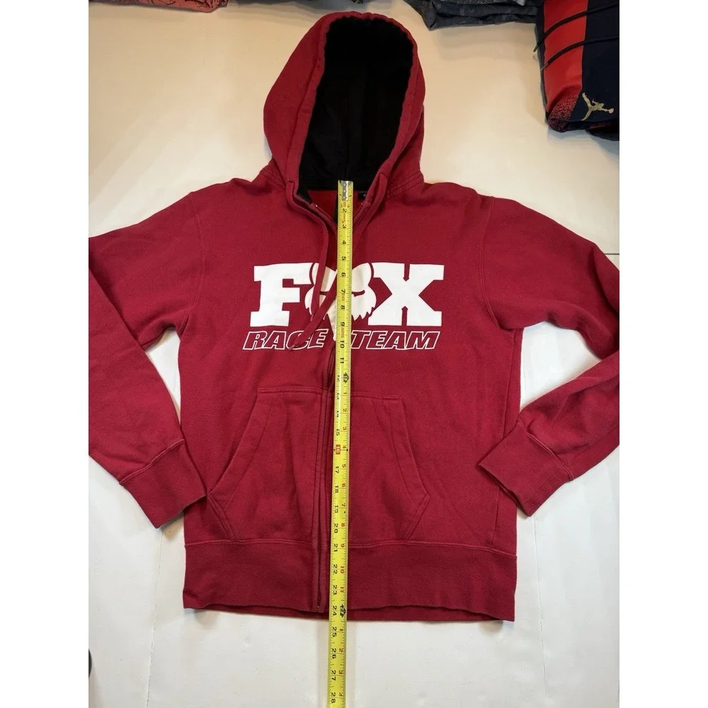 Vintage‎ Men's Fox Racing Race Team Zip Up Red Hoodie SZ Medium  Good Condition